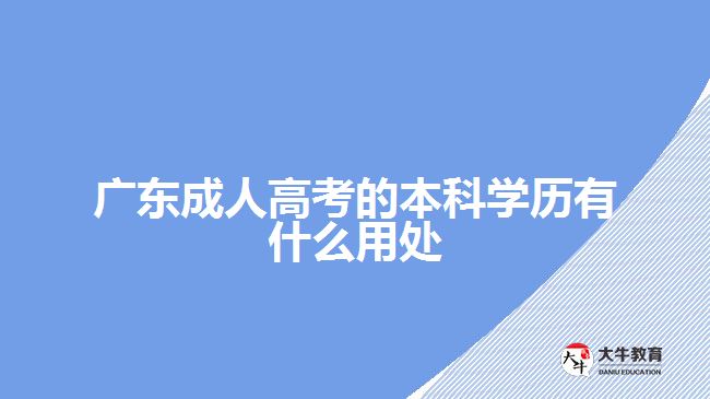 广东成人高考的本科学历有什么用处