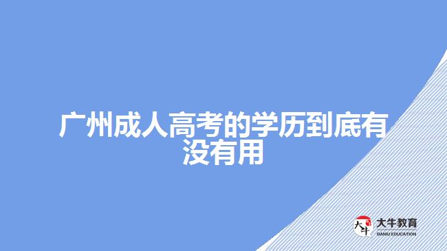 广州成人高考的学历到底有没有用