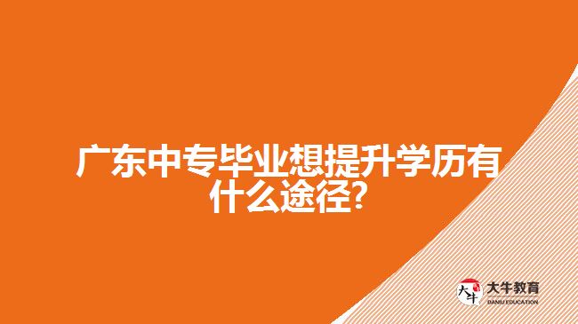 广东中专毕业想提升学历有什么途径?