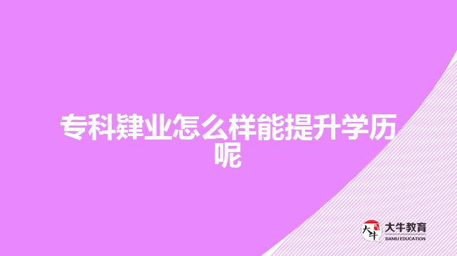 专科肄业怎么样能提升学历呢