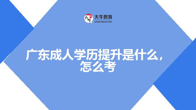 广东成人学历提升是什么，怎么考