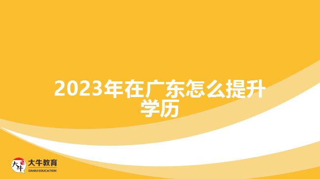 2023年在广东怎么提升学历