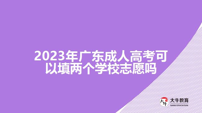 2023年广东成人高考可以填两个学校志愿吗