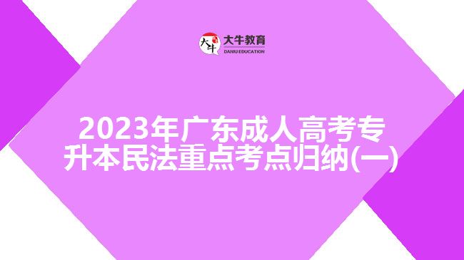 2023年广东成人高考专升本民法重点考点归纳(一)
