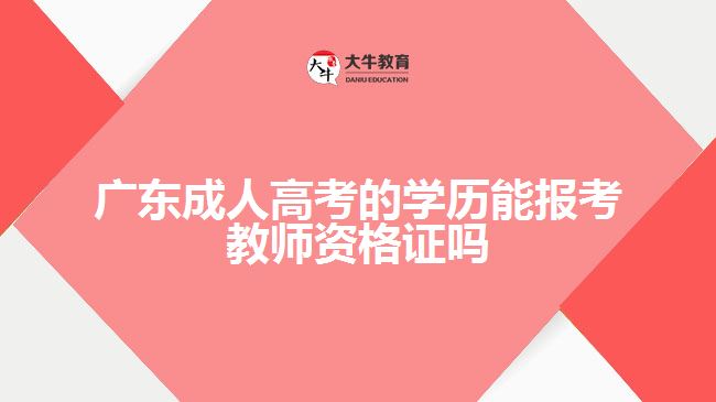 广东成人高考的学历能报考教师资格证吗