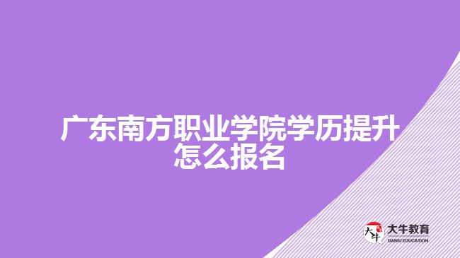 广东南方职业学院学历提升怎么报名