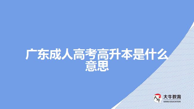 广东成人高考高升本是什么意思